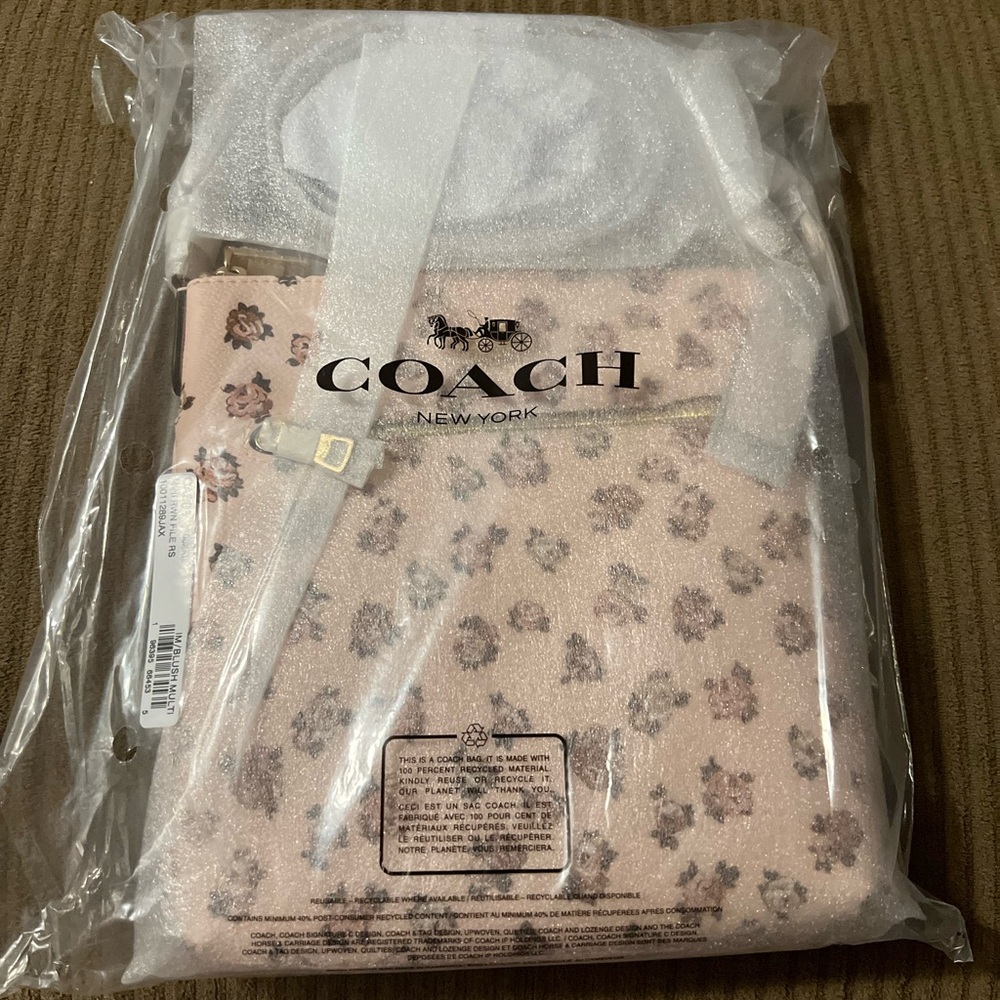 Coach Mini Rowan File Bag With Rose Print nwt in packaging - Picture 5 of 6